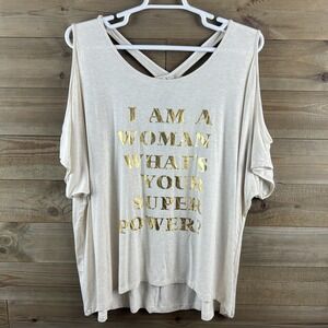 Cato Womens Shirt Short Sleeve Cold Shoulder Super Power Strappy Back 22 24